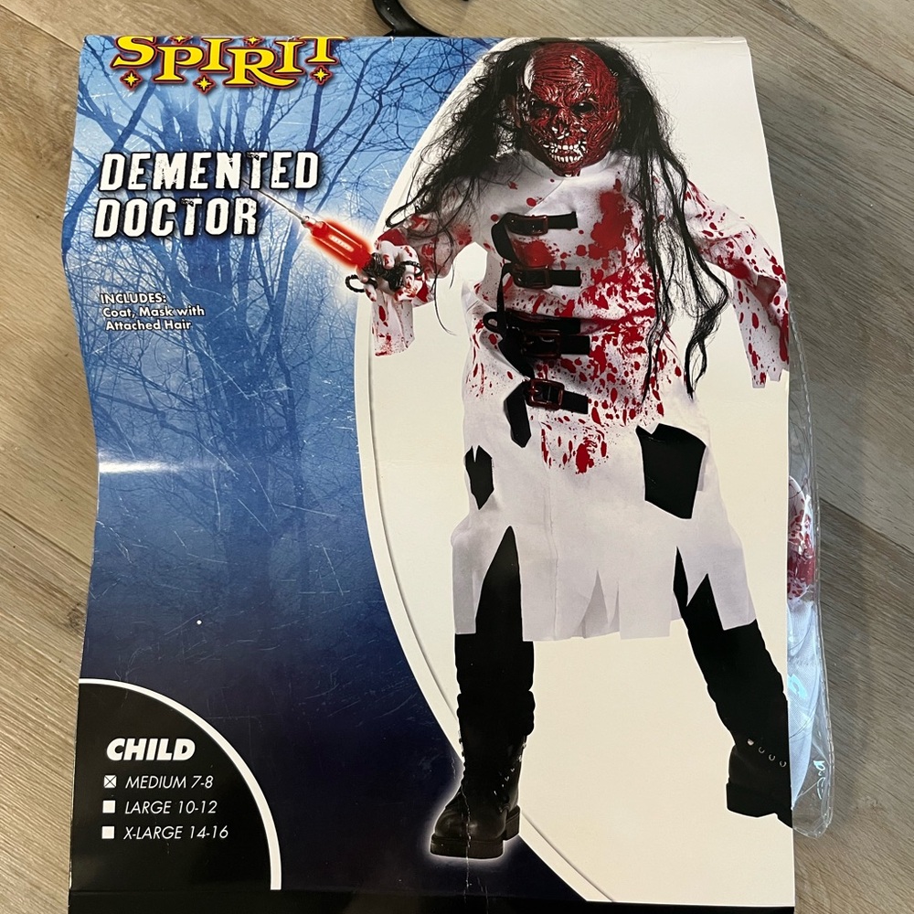 Spirit Demented Doctor Costume for Kids - Red, Black, White